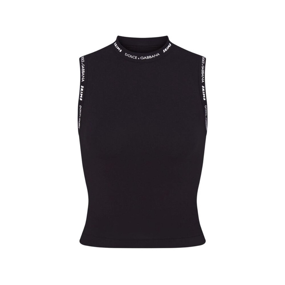NWT Skims x Dolce&Gabbana Cotton Jersey Mock Neck Tank SMALL or XS Onyx - Picture 2 of 8